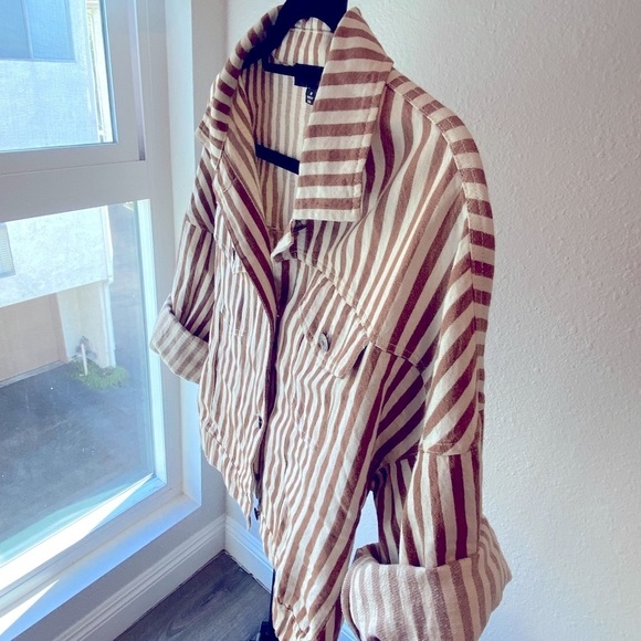 Oversized Vintage 1990’s Style | Striped Linen Blend Jacket - Size Medium 🤍 - Picture 12 of 12
